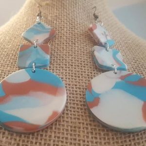 Wearable clay art Vibrant color earrings